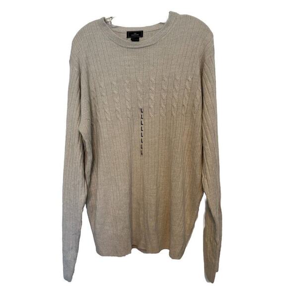 DOCKERS Sweaters - DOCKERS Ladies Ribbed Sweater Large Beige Cotton Round Neck Long Sleeved